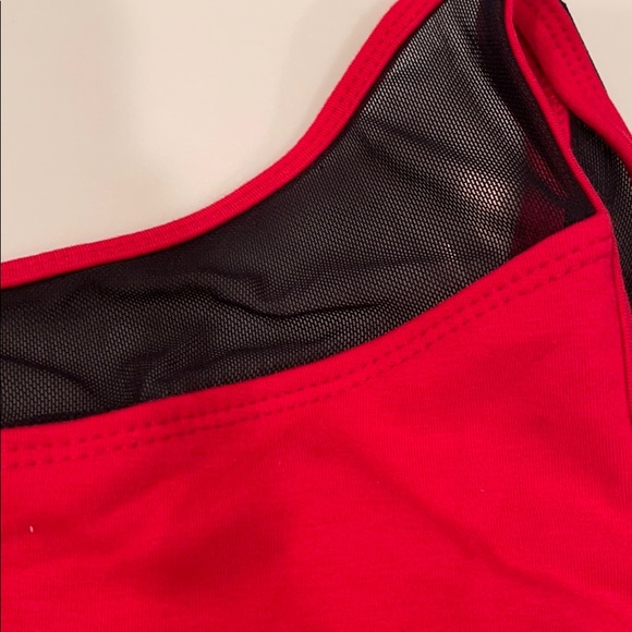 Red dance bodysuit with mesh top - Picture 4 of 5